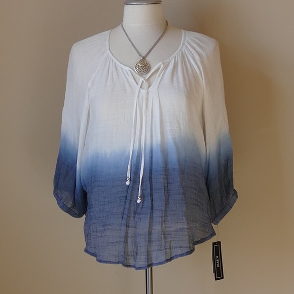 A. Byer Tops - A Beyer Crop Sleeve Ombre Blouse
